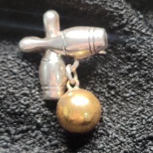 Bowling Ball & Pin Sterling Silver Signed Lang Brooch Pin